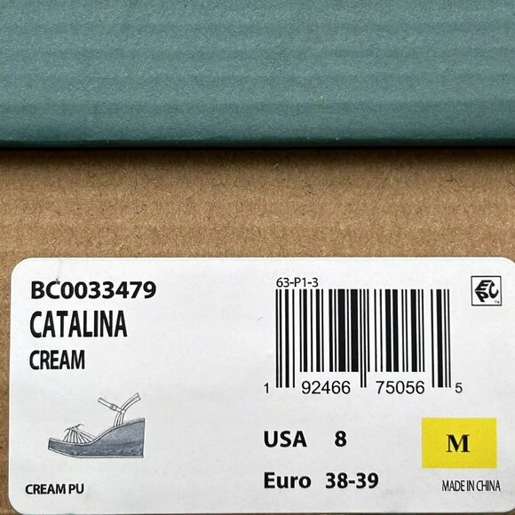 BOC Catalina Women's Platform Wedge Sandal Size 8 White/Tan Glossy Straps Twist - Picture 12 of 14